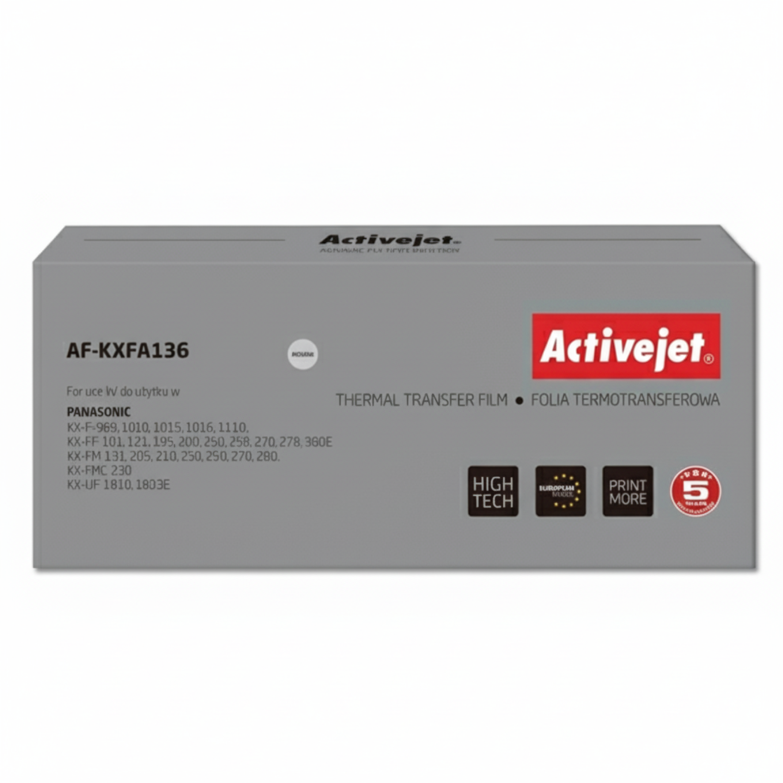 Compatible Ink Film KX-FA136 for Panasonic (KX-FA136) (Black) (ActiveJet)