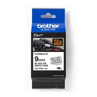 Original OEM Flexi Tape Brother TZe-FX221 (TZEFX221) (White) (9 mm, 8 m)